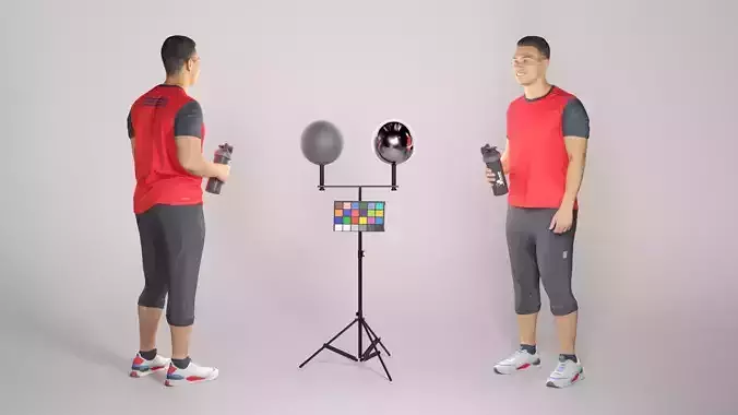 Athletic man in sportswear with water bottle 309 Low-poly 3D model