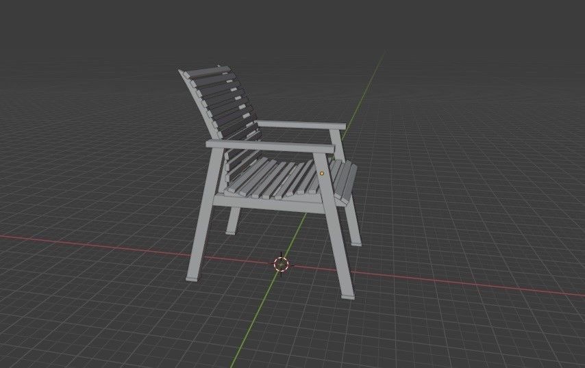 Wooden Arm Chair Low-poly 3D model_6