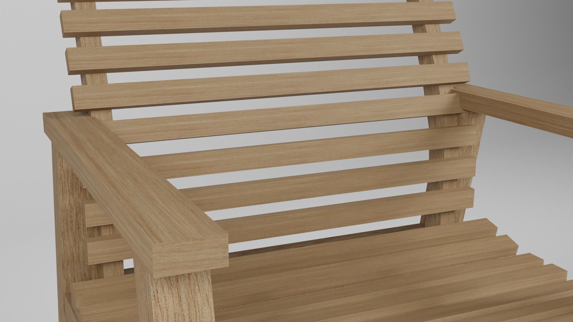 Wooden Arm Chair Low-poly 3D model_4