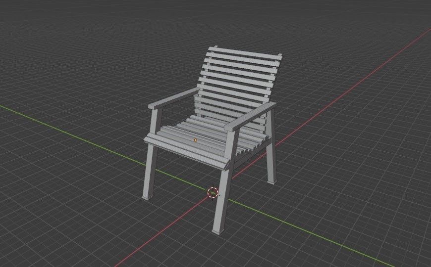 Wooden Arm Chair Low-poly 3D model_5