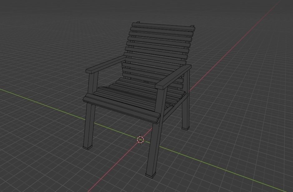 Wooden Arm Chair Low-poly 3D model_8