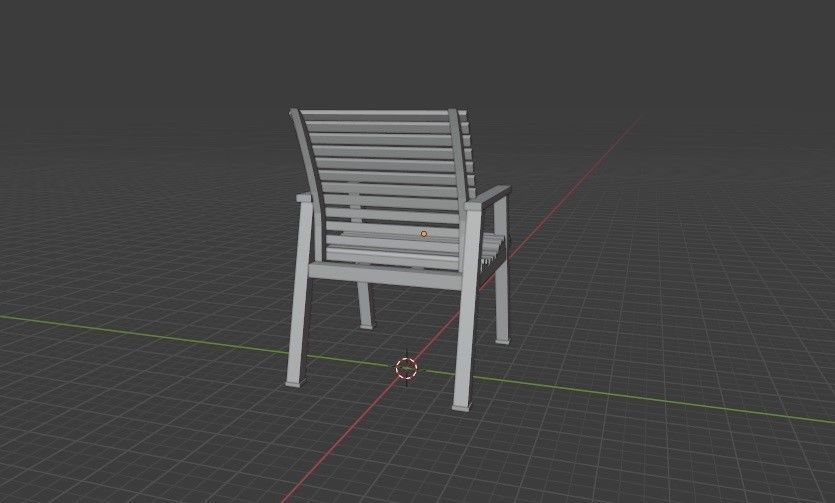 Wooden Arm Chair Low-poly 3D model_7