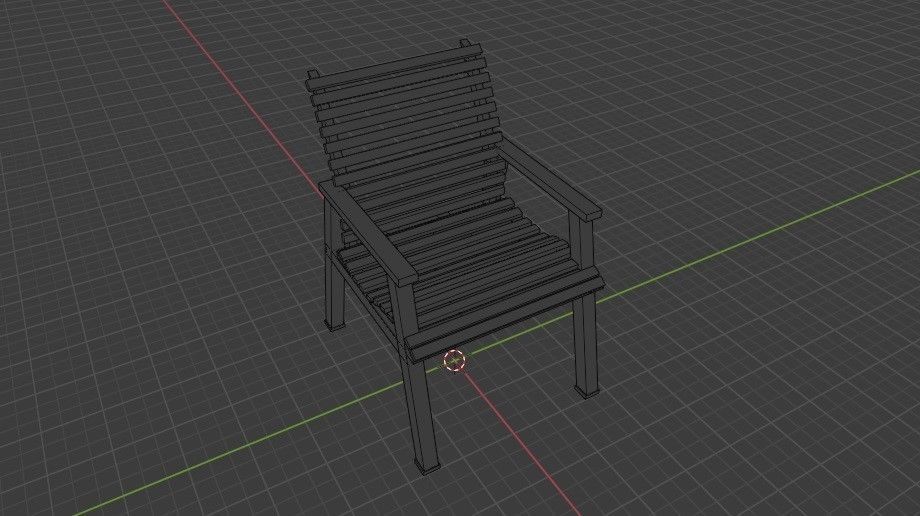 Wooden Arm Chair Low-poly 3D model_9