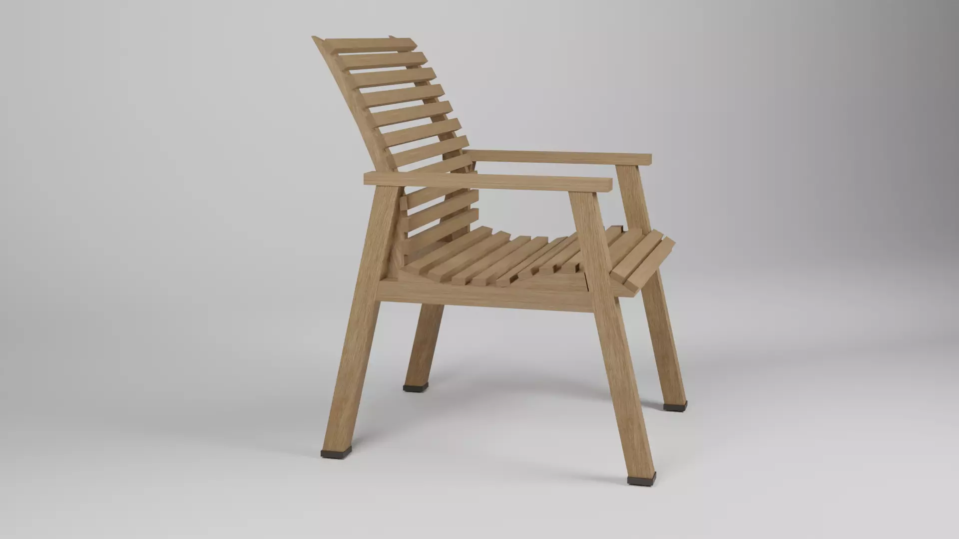 Wooden Arm Chair Low-poly 3D model_0