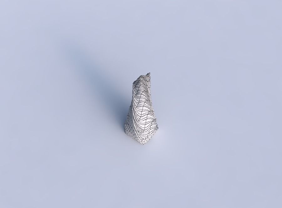 Vase twisted top bent rectangle with wavy extruded lines 2 3D print model_6