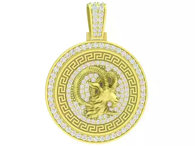  diamond goat pendant  07