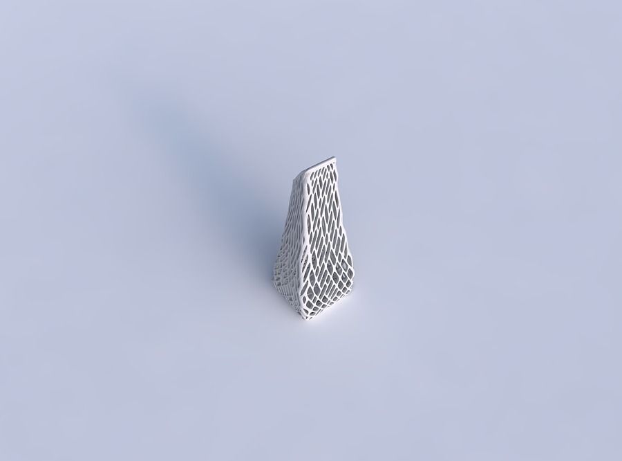 Vase twisted top bent rectangle with twisted lattice tiles 3D print model_1