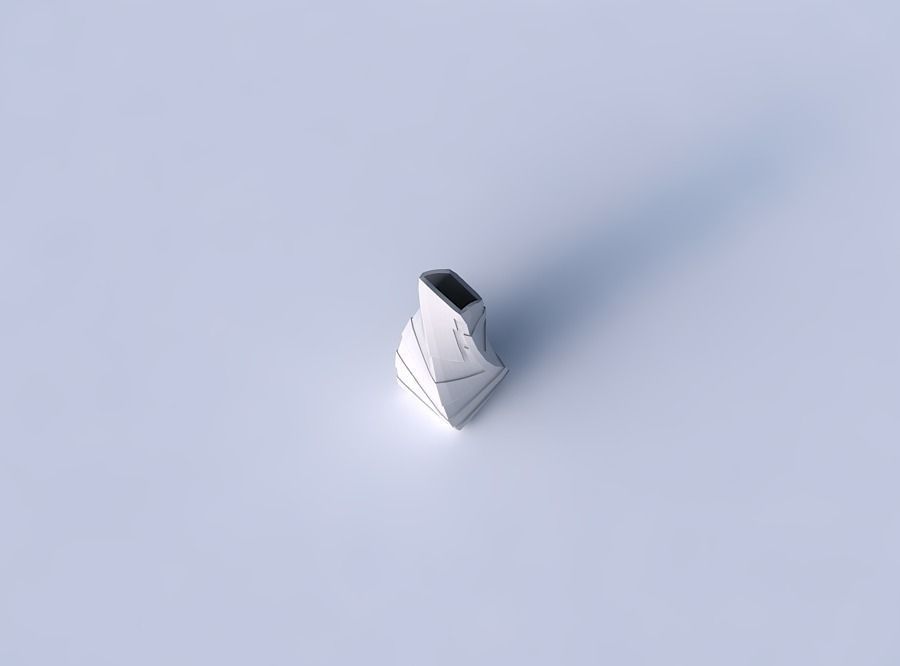 Vase twisted top bent rectangle with sharp ribbons 3D print model_2