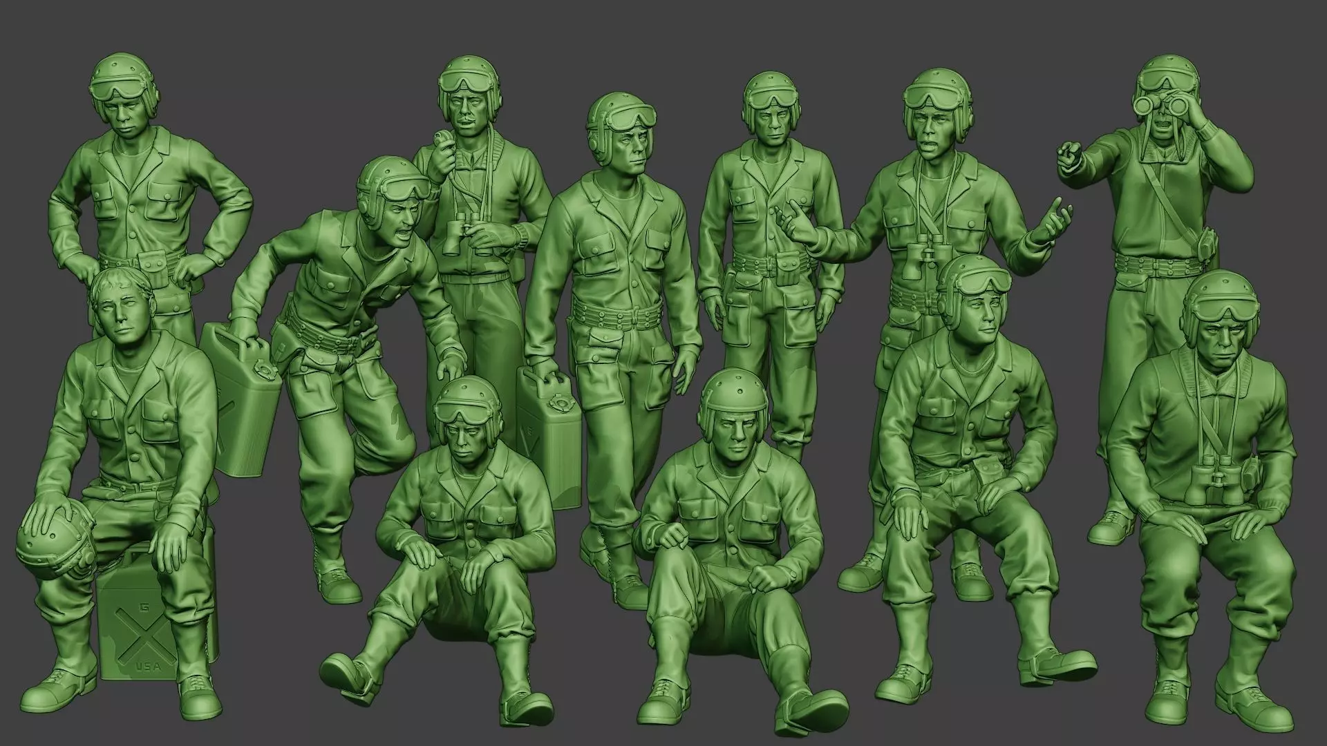 American Tank Crew ww2 ATC1 Pack1 3D Model Collection_0