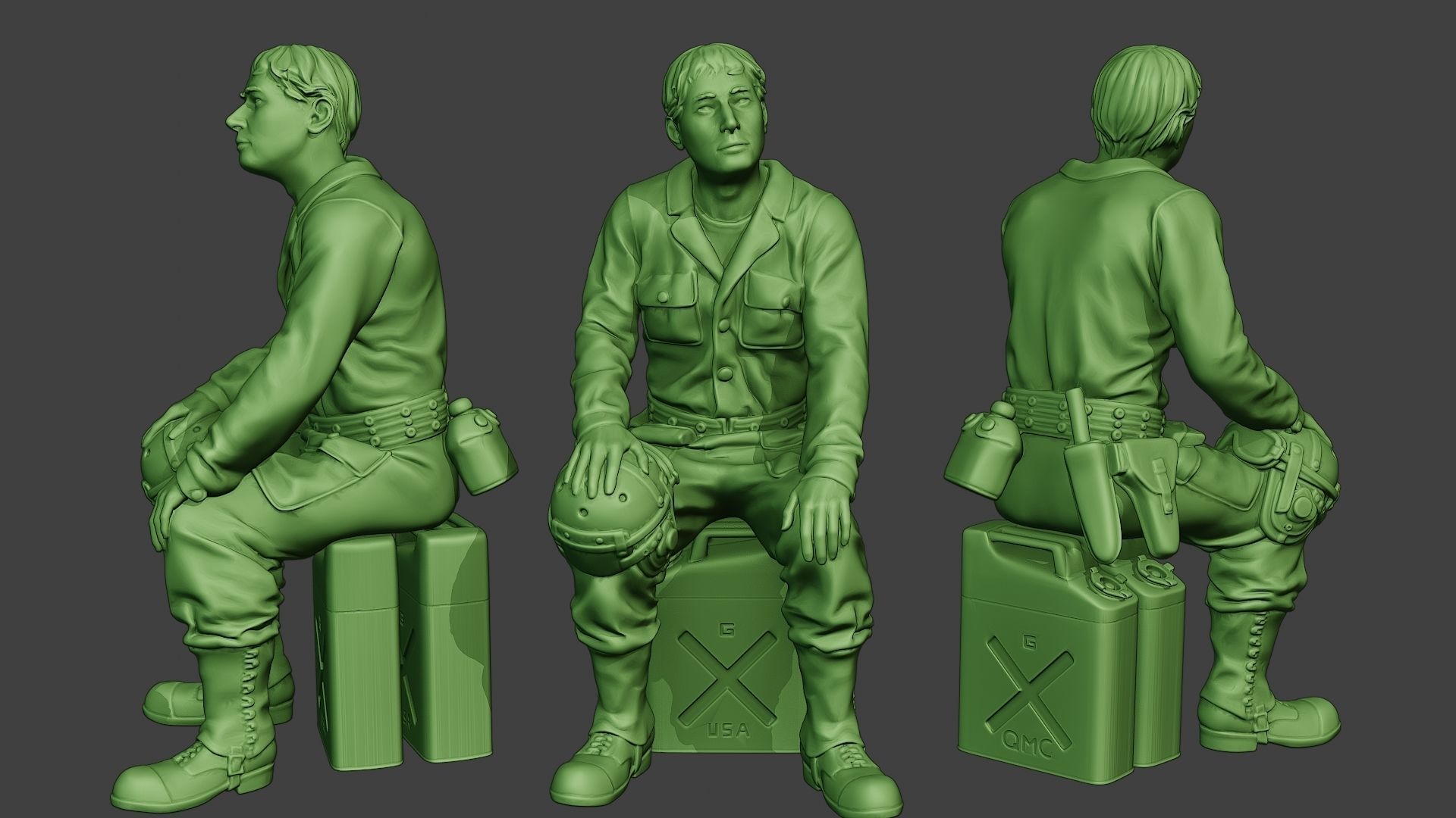 American Tank Crew ww2 ATC1 Pack1 3D Model Collection_7