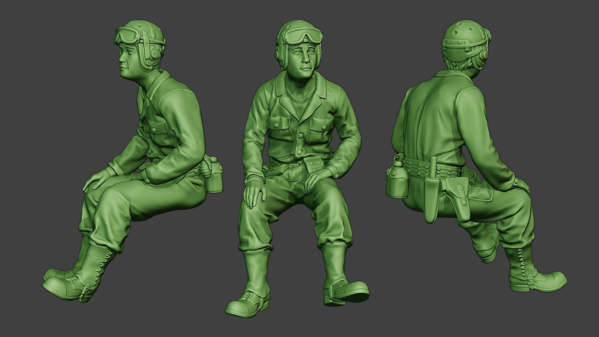 American Tank Crew ww2 ATC1 Pack1 3D Model Collection_12