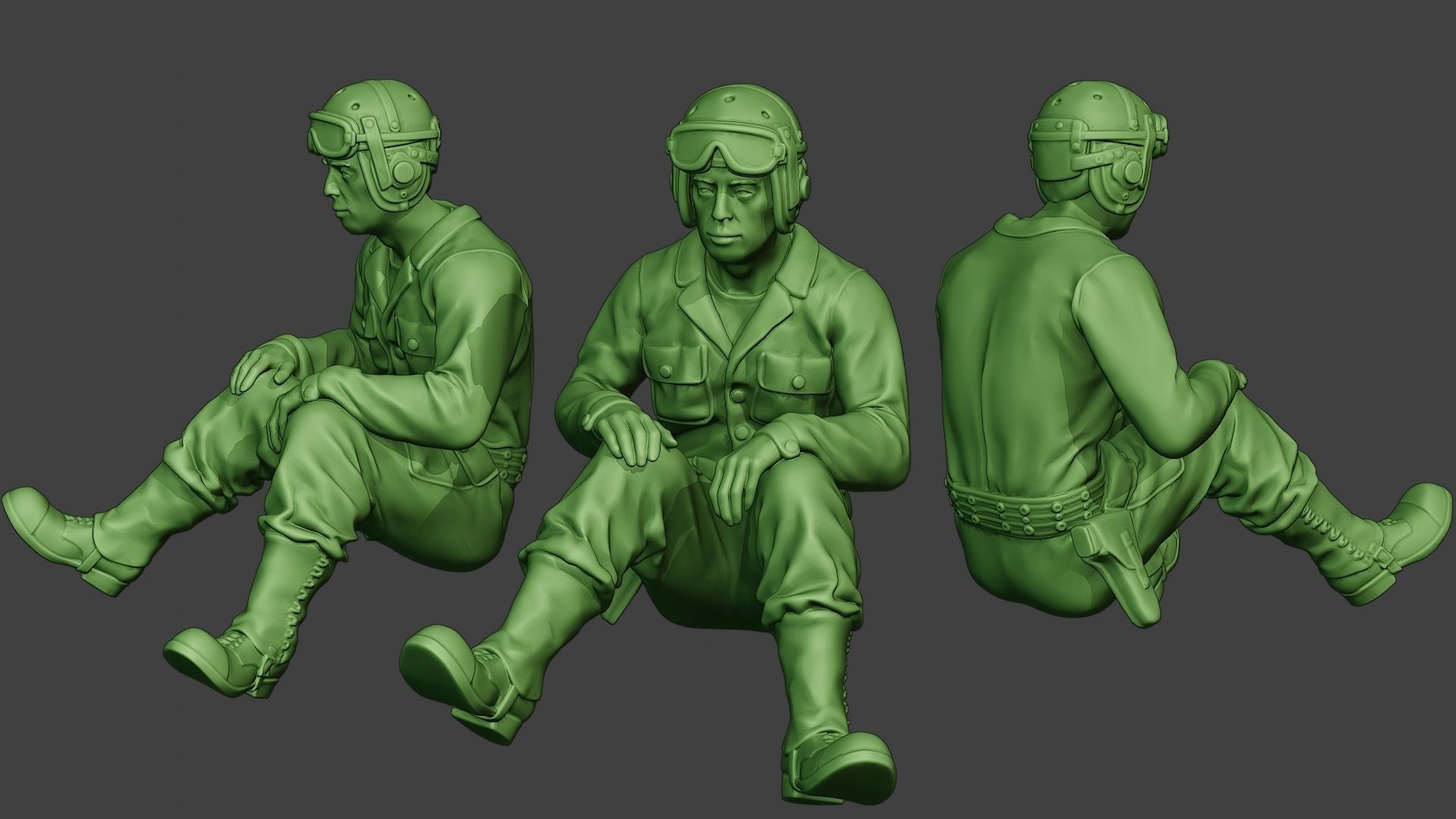 American Tank Crew ww2 ATC1 Pack1 3D Model Collection_13