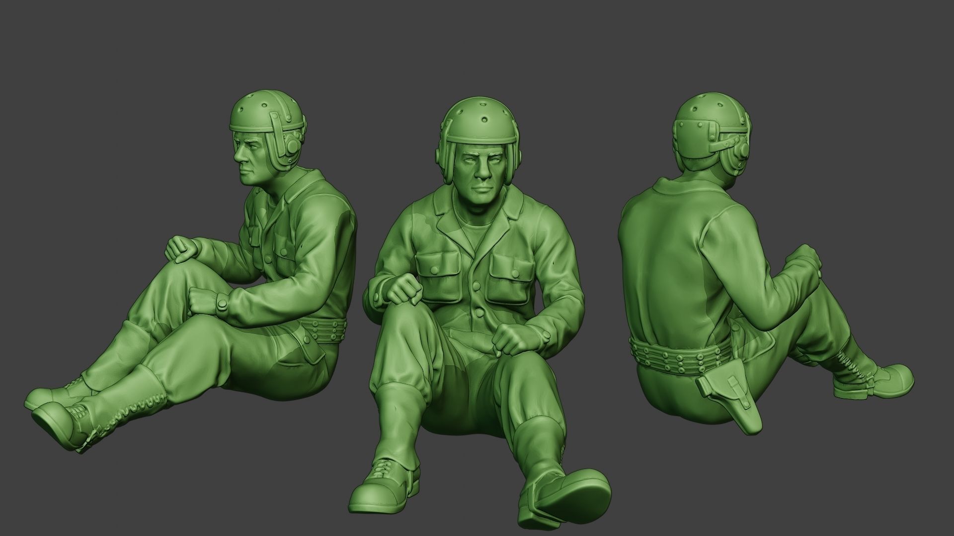 American Tank Crew ww2 ATC1 Pack1 3D Model Collection_8