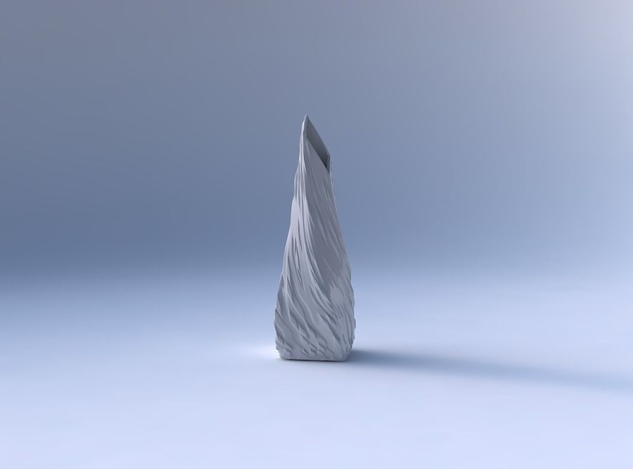 Vase twisted top bent rectangle with twisted diagonal dents a... 3D print model_4