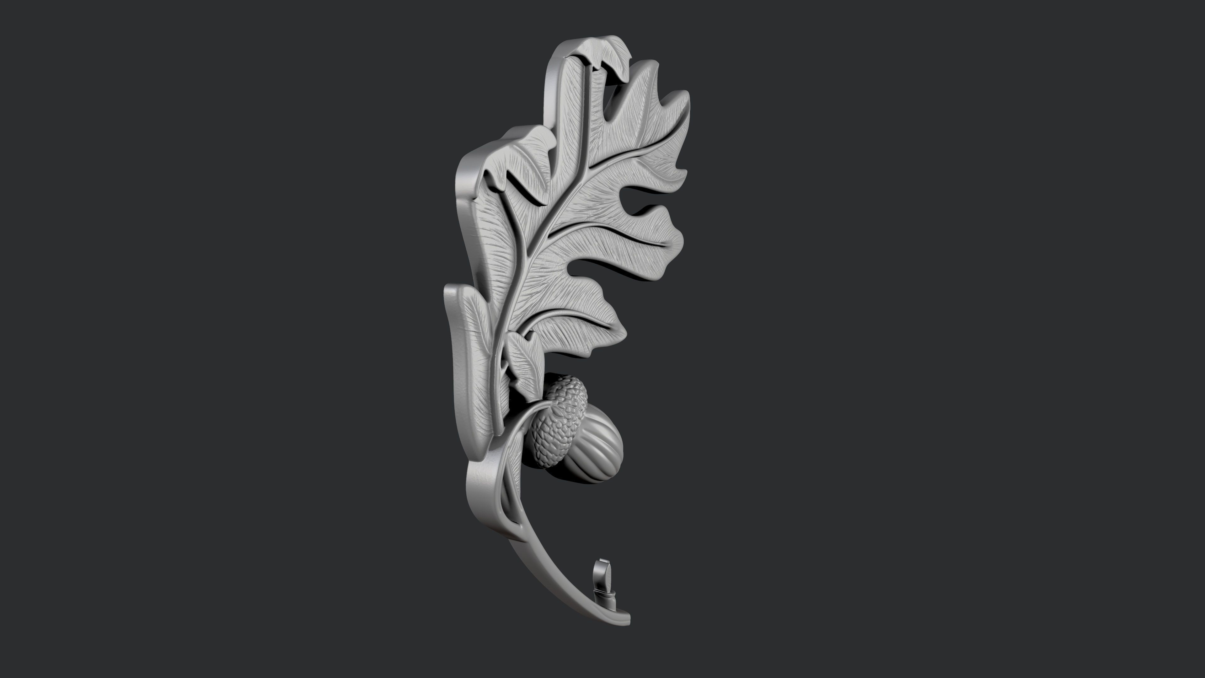 STL models for 3D printing and CNC oak leaf with acorn 3D print model_2