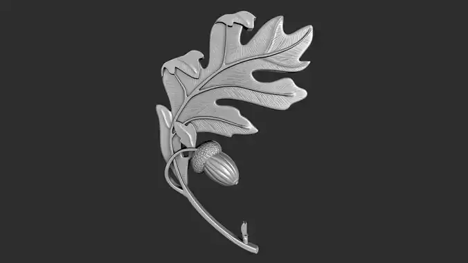 STL models for 3D printing and CNC oak leaf with acorn 3D print model