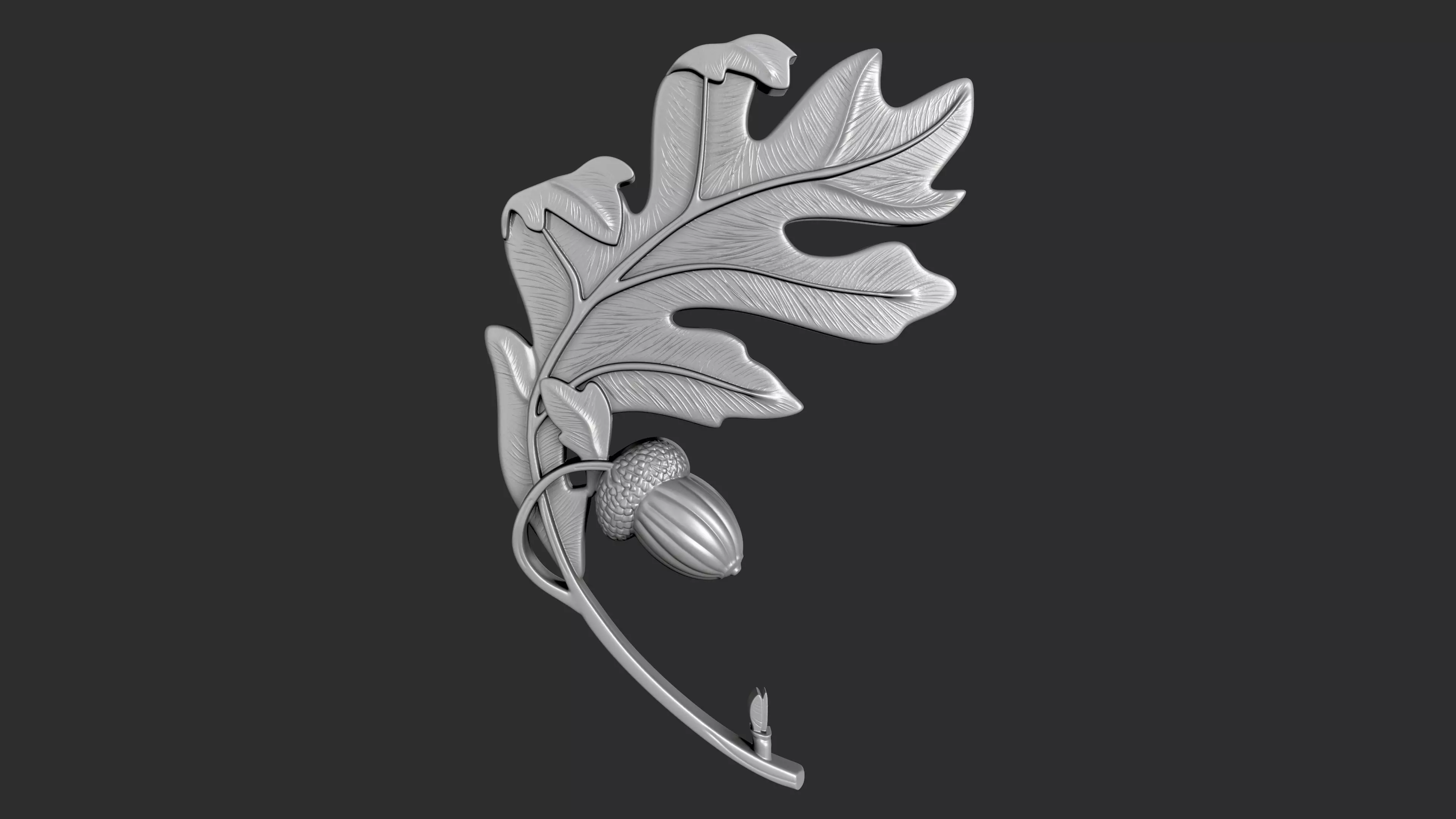 STL models for 3D printing and CNC oak leaf with acorn 3D print model_0