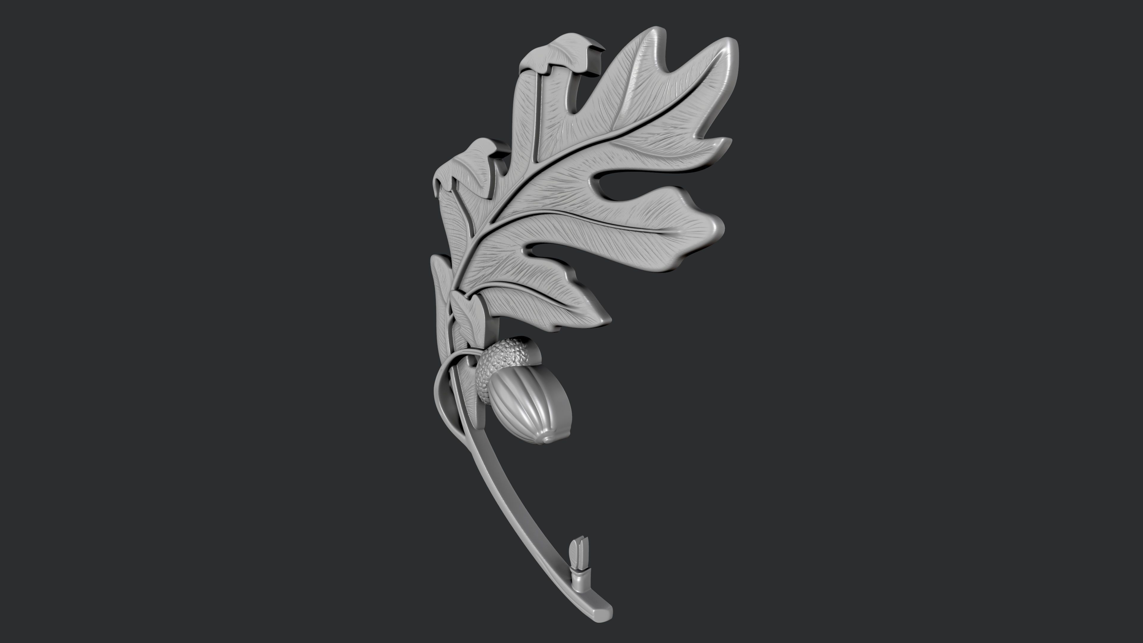 STL models for 3D printing and CNC oak leaf with acorn 3D print model_1