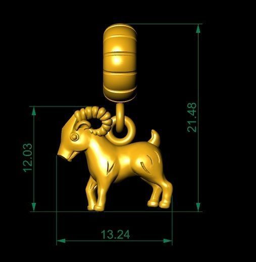 goat charm for bracelets 08 3D print model_2