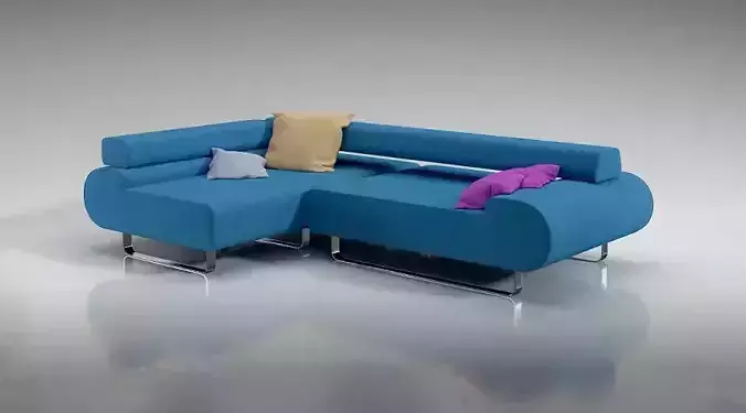 Blue Sectional Sofa With Pillows