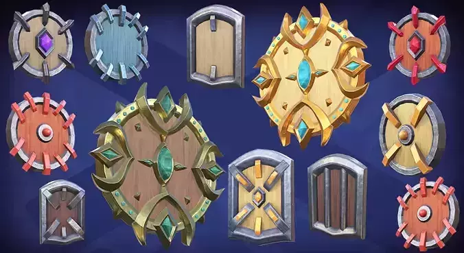 Stylized Shields PBR Asset Pack