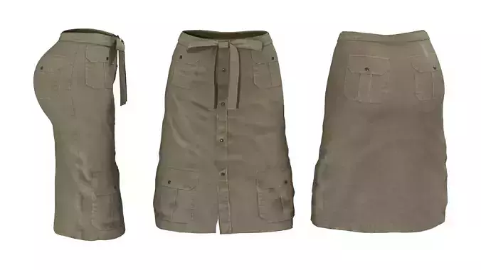 Buttons Cotton Skirt