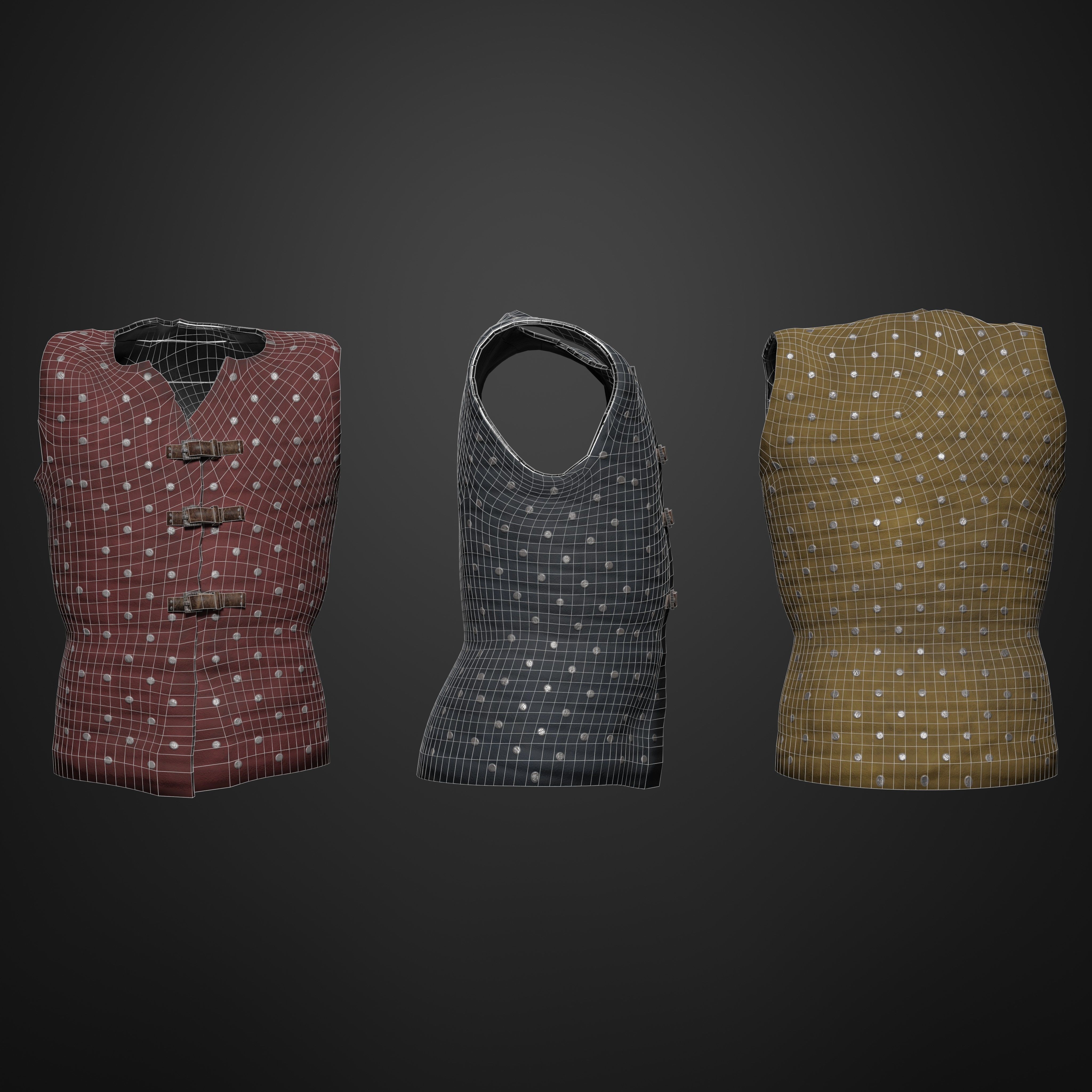 Brigandine Medieval Armor Low-poly 3D model_1