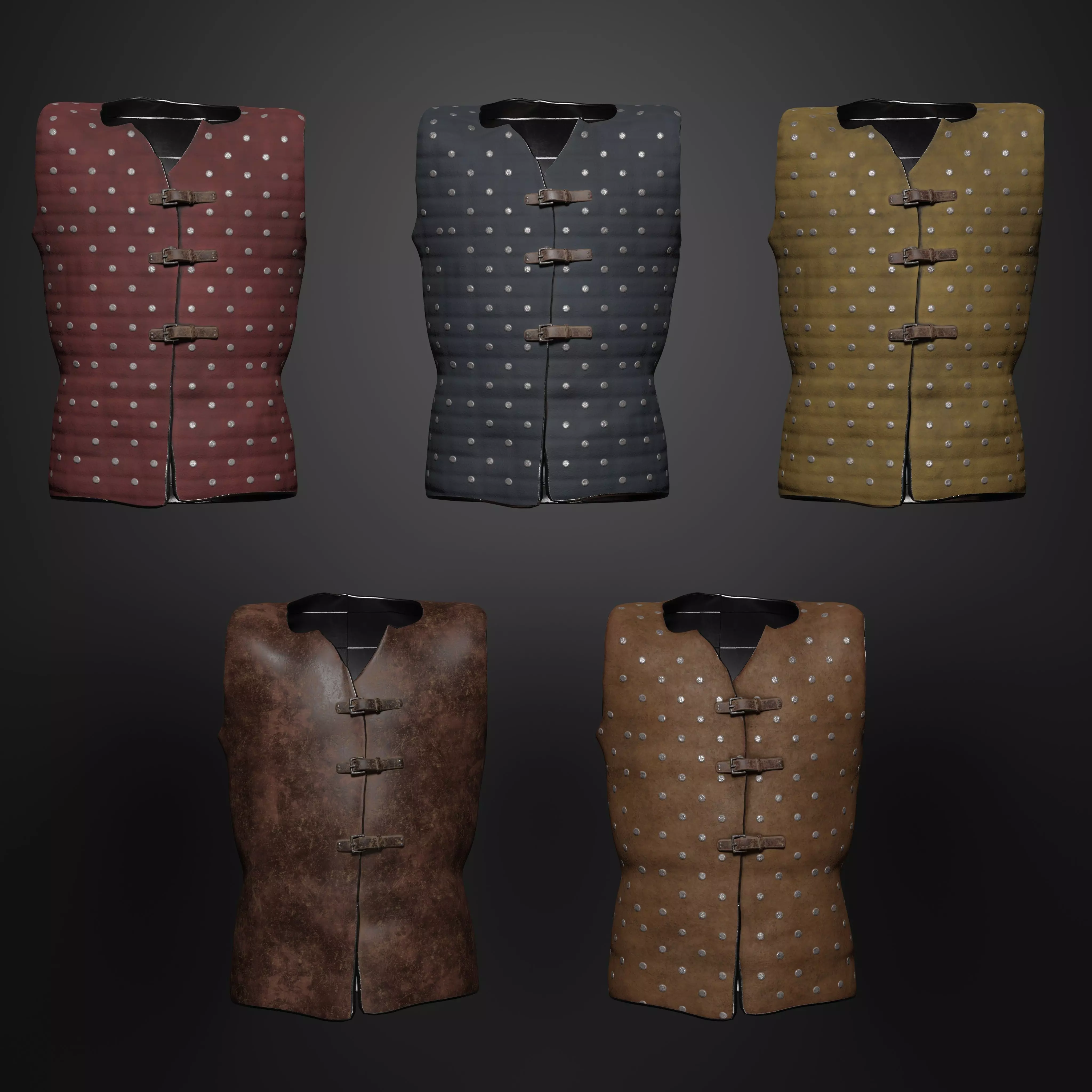 Brigandine Medieval Armor Low-poly 3D model_0