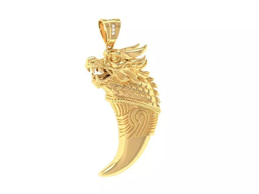 Luxury Chinese Dragon Fang Pendant for Men 18 3D print model