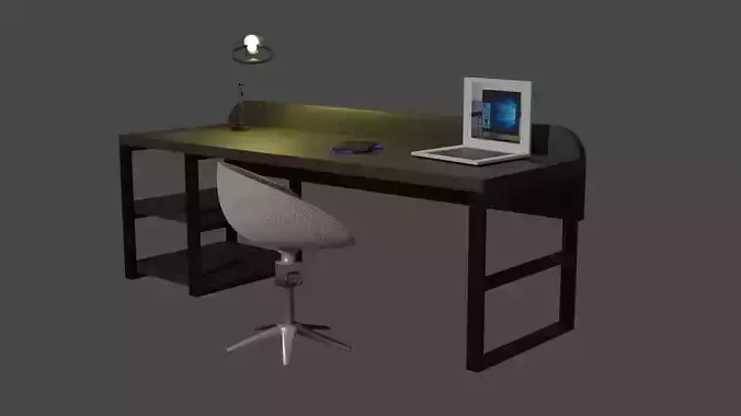 Woooded desk with chair