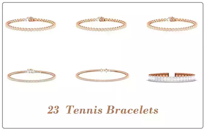 23 Tennis bracelet bracelet 3dm stl render detail 3D Model Collection