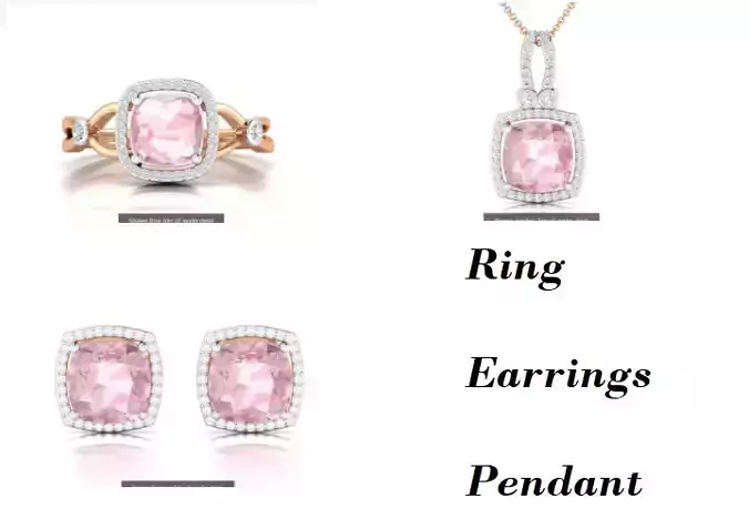 Ring Earrings Pendant 3dm stl renders details  3D Model Collection