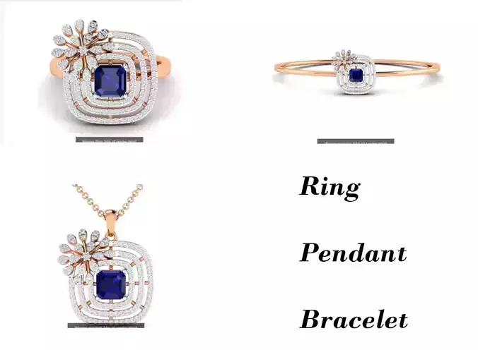 Ring Pendant Bracelet 3dm stl renders details 