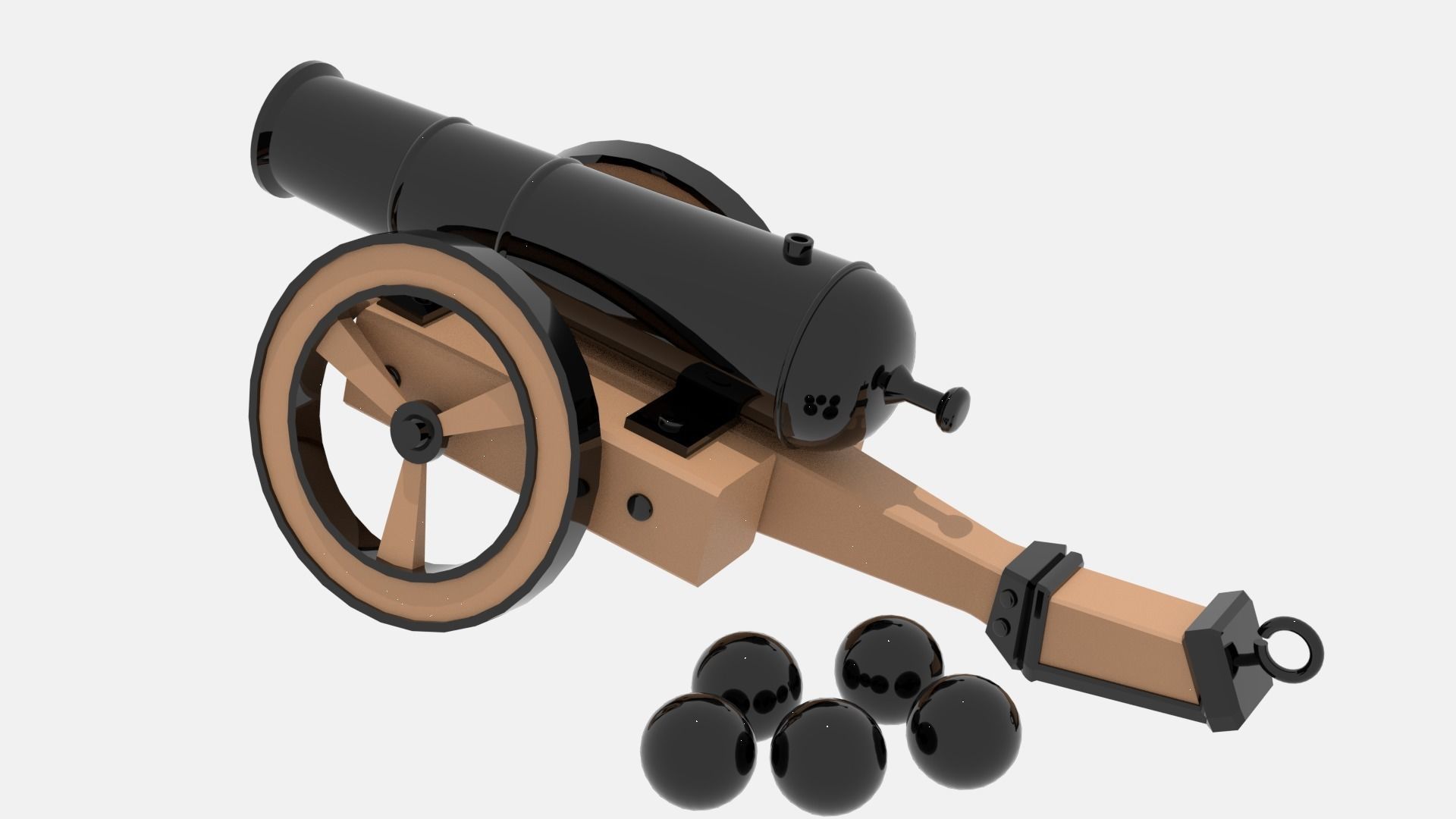 Medieval Cannon Low-poly 3D model_16