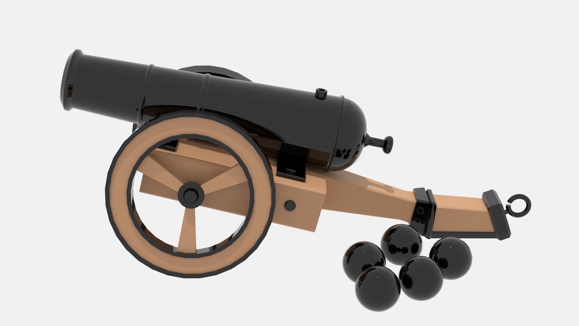 Medieval Cannon Low-poly 3D model_5