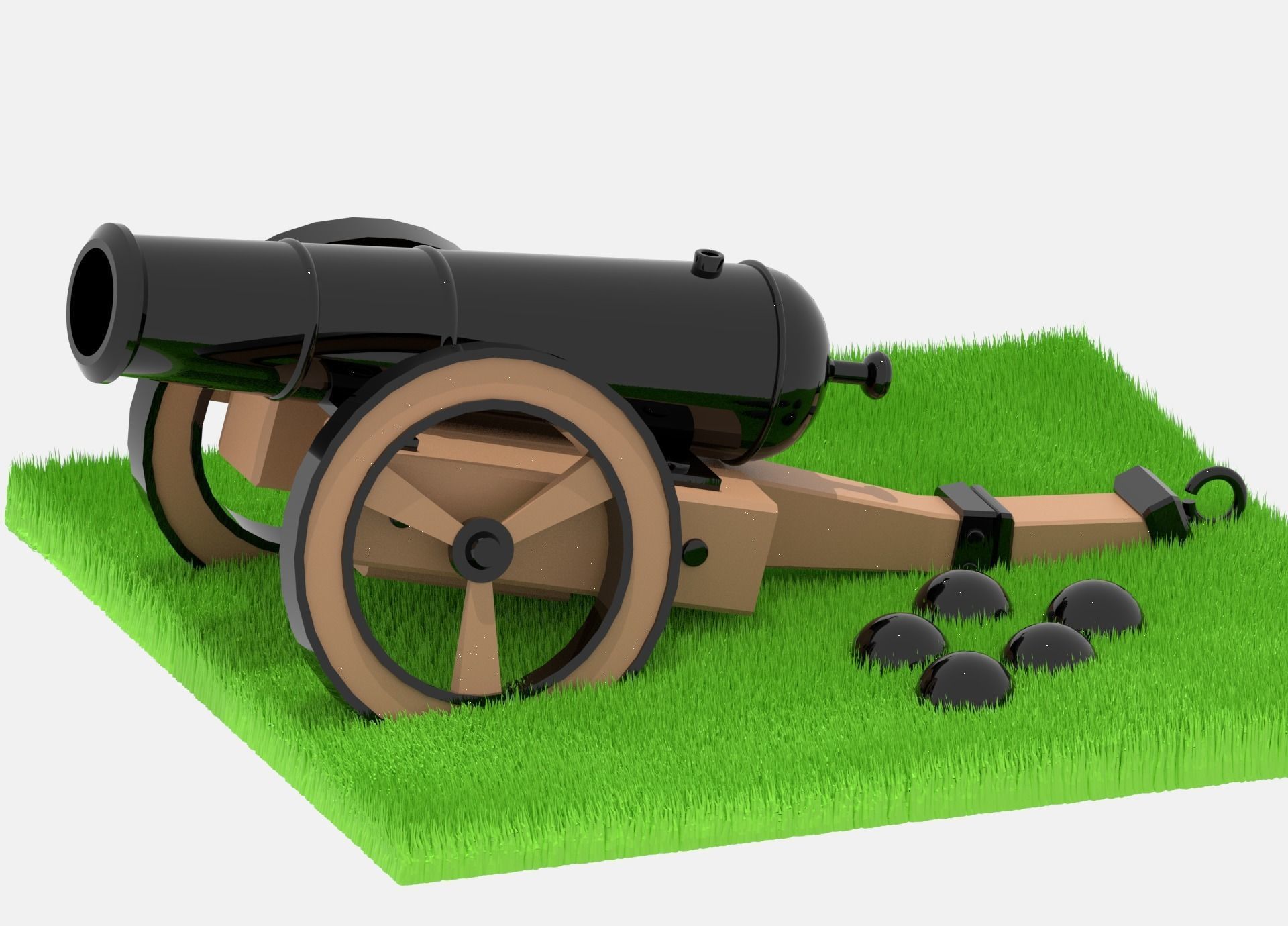 Medieval Cannon Low-poly 3D model_1