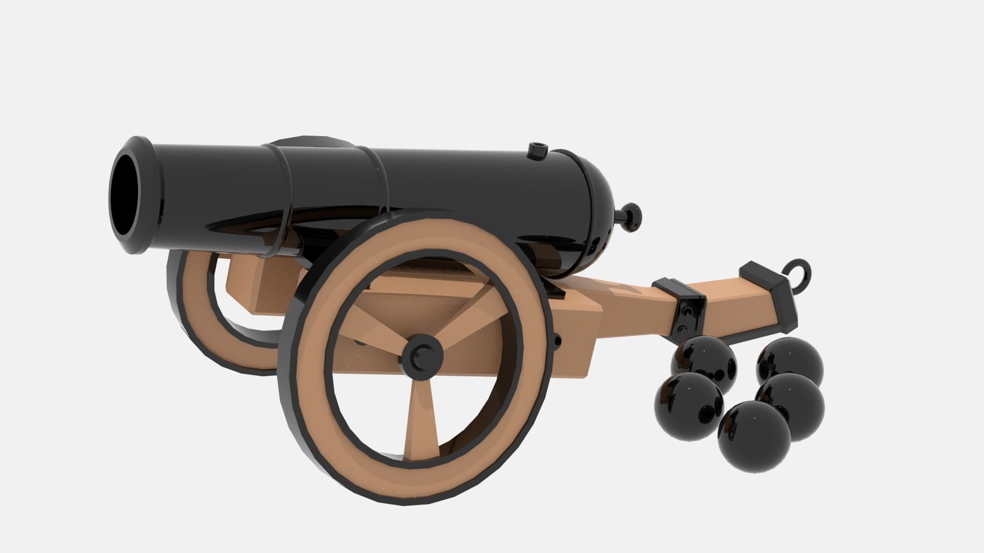 Medieval Cannon Low-poly 3D model_6