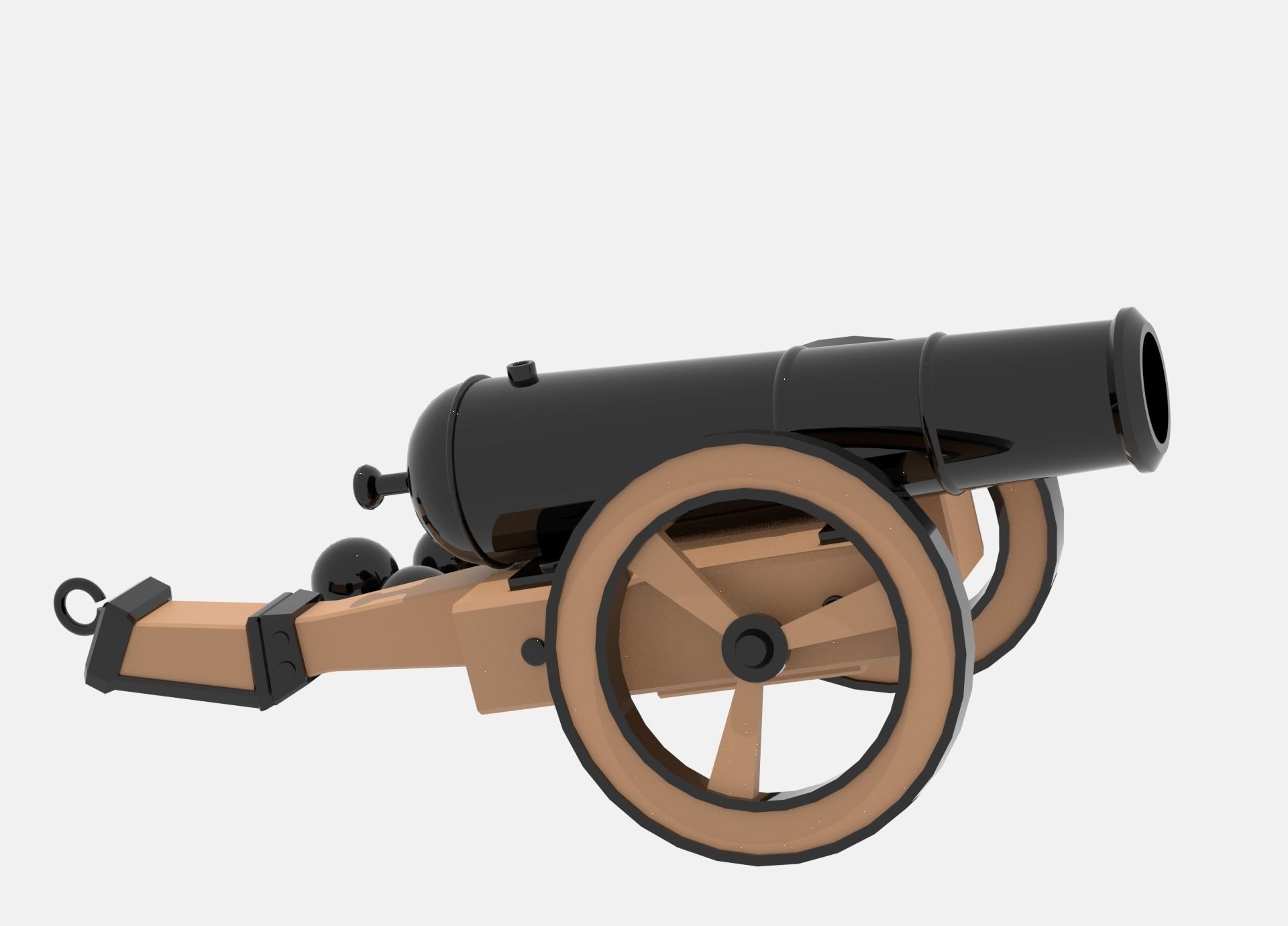 Medieval Cannon Low-poly 3D model_2