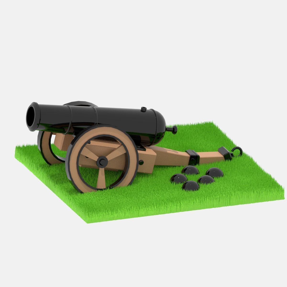 Medieval Cannon Low-poly 3D model_18