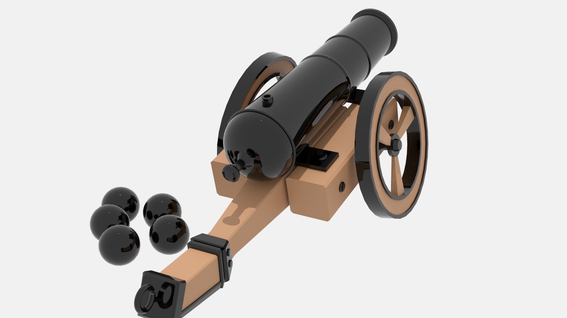 Medieval Cannon Low-poly 3D model_13