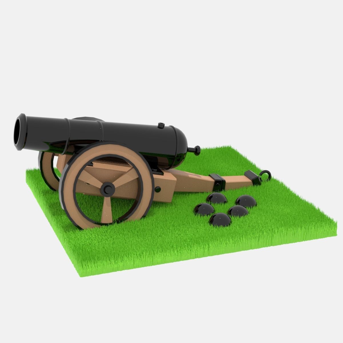 Medieval Cannon Low-poly 3D model_17