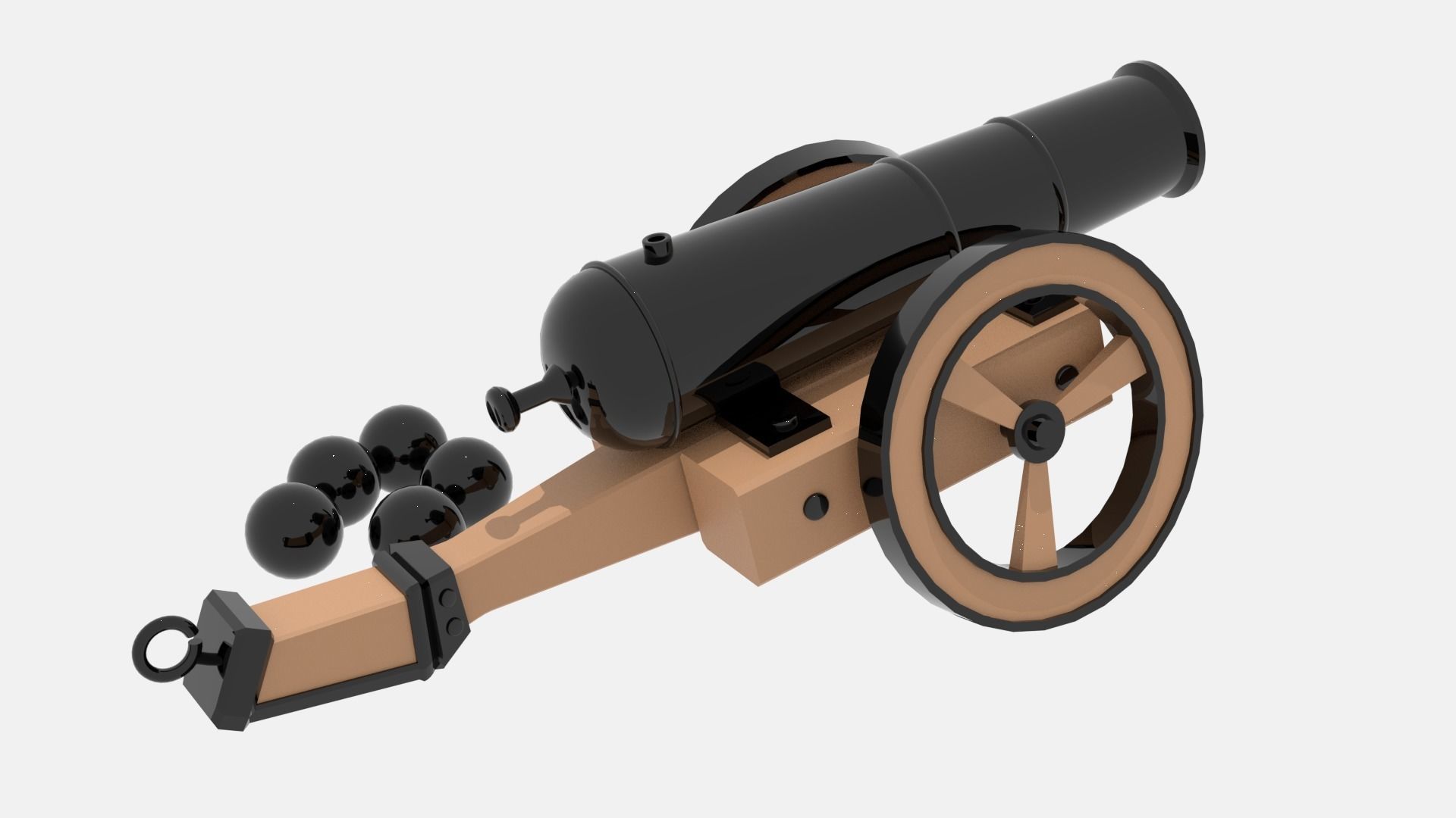 Medieval Cannon Low-poly 3D model_12