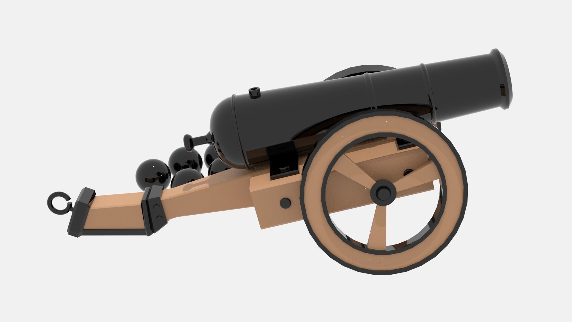 Medieval Cannon Low-poly 3D model_11