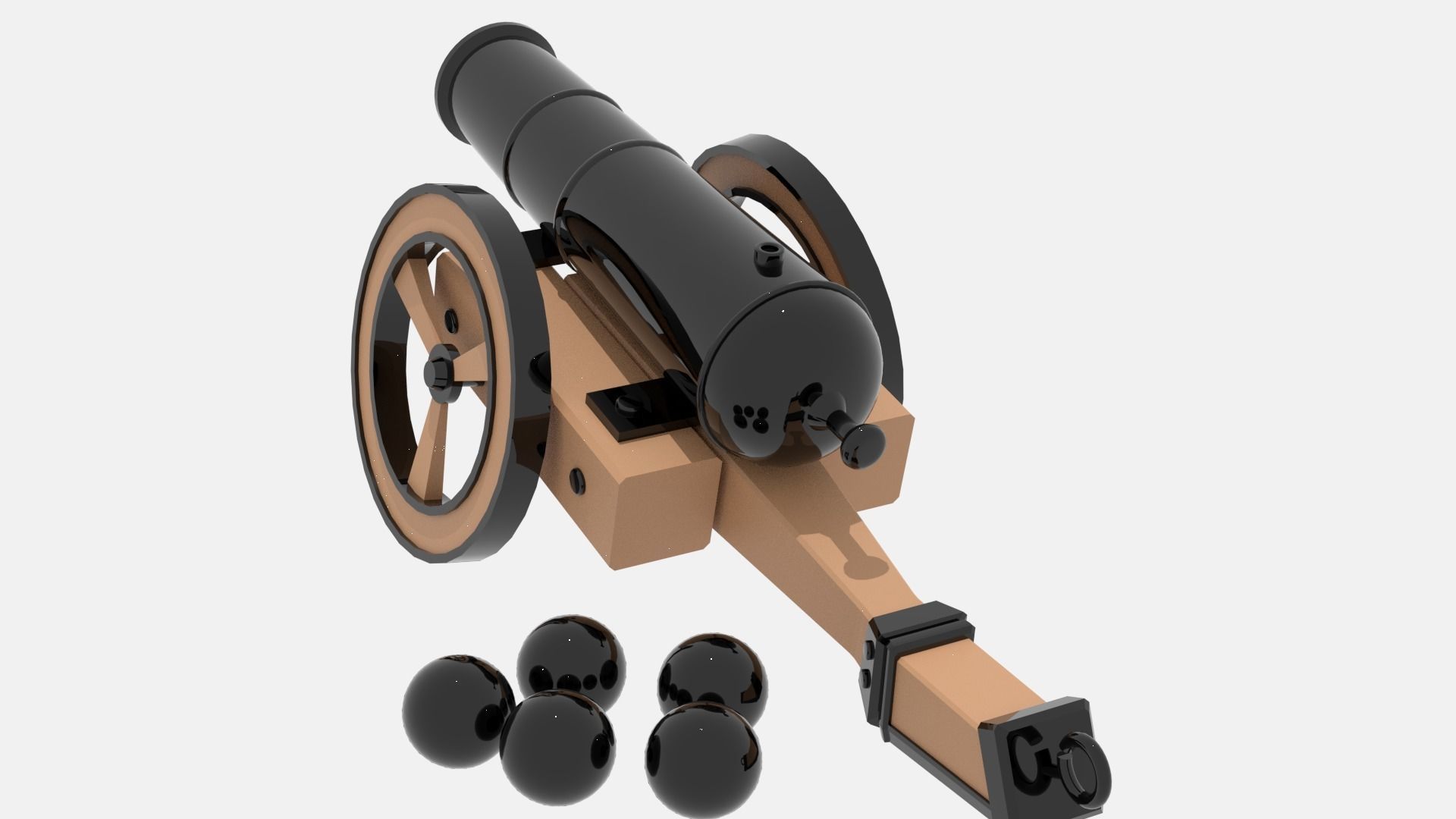 Medieval Cannon Low-poly 3D model_15