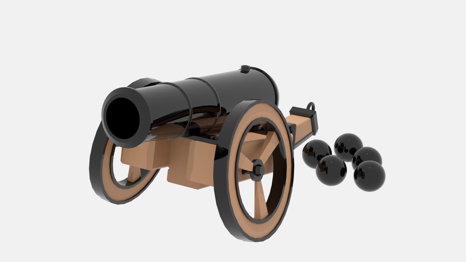 Medieval Cannon Low-poly 3D model_7