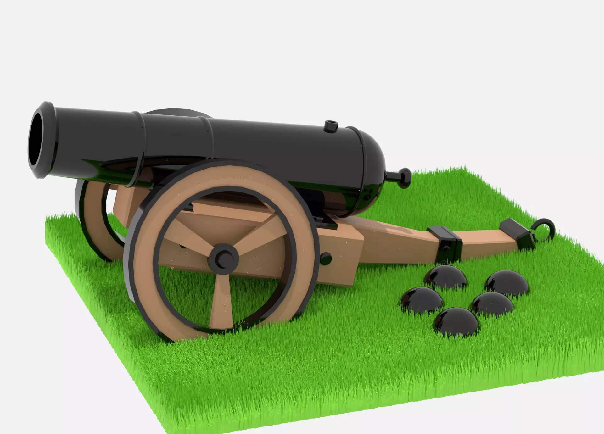 Medieval Cannon Low-poly 3D model_0