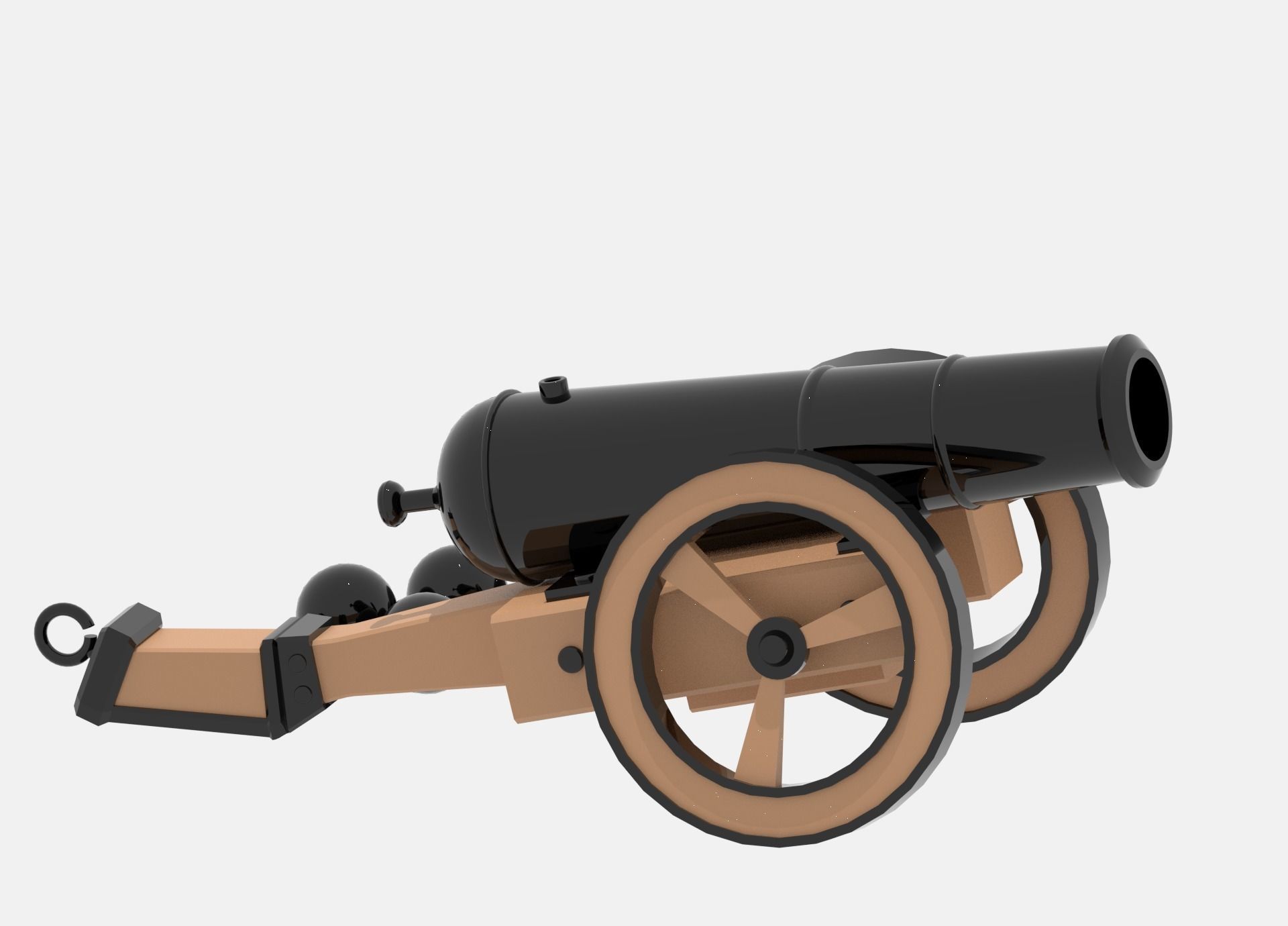 Medieval Cannon Low-poly 3D model_3