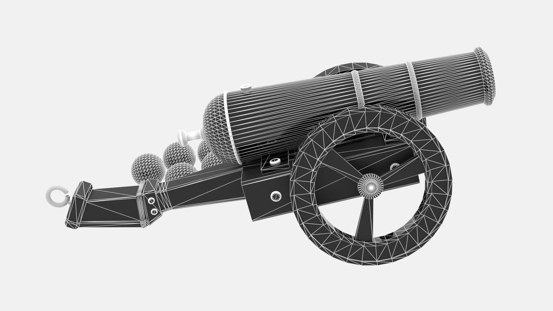 Medieval Cannon Low-poly 3D model_4