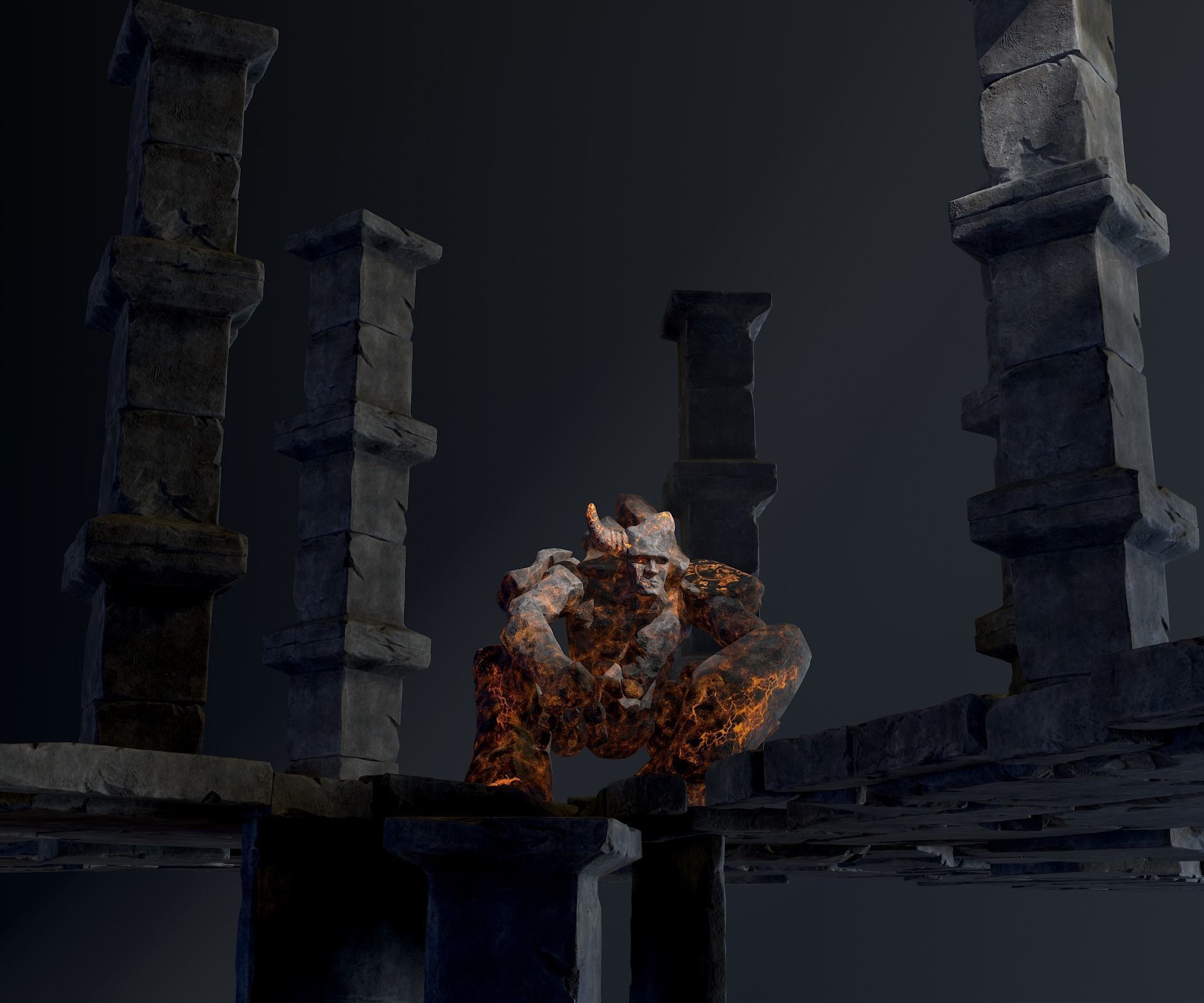 Elemental Golems Low-poly 3D model_5