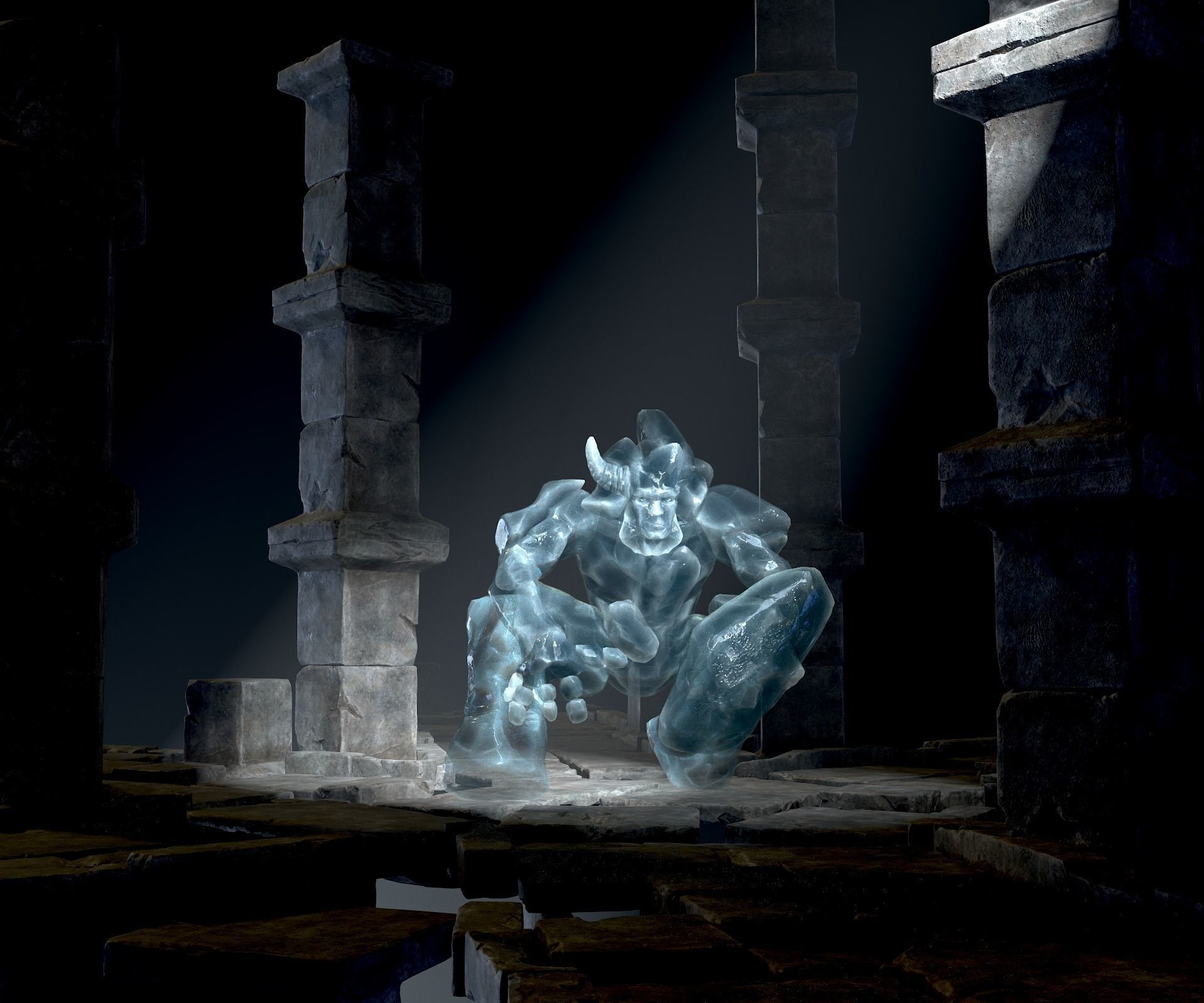 Elemental Golems Low-poly 3D model_4